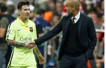 Leo Messi i Pep Guardiola podczas półfinałowego meczu Ligi Mistrzów / fot. pixxmixx/PIXATHLON/SIPA/EAST NEWS