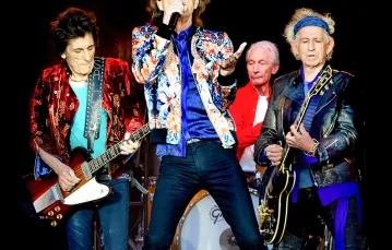 Rolling Stones – Ronnie Wood, Mick Jagger, Charlie Watts i Keith Richards na stadionie Old Trafford w Manchesterze, 5 czerwca 2018 r. / SHIRLAINE FORREST / GETTY IMAGES