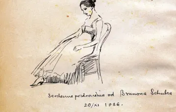 Rysunek Brunona Schulza pochodzi ze sztambucha Aliny z Chwistków Dawidowiczowej (1918–2007). / Fot. Archiwum rodzinne