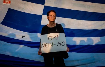 Protest przeciw kompromisowi z Europą, Ateny, 29 czerwca 2015 r. /  / fot. Kamila Zarembska / Tygodnik Powszechny