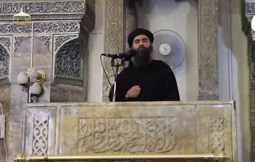 Abu Bakr al-Baghdadi ogłasza się kalifem ISIS. Mosul, Irak, 4 lipca 2014 r. /  / fot.  Balkis Press / ABACA / EAST NEWS