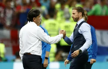 Trenerzy Zlatko Dalić i Gareth Southgate po meczu, 11 lipca 2018 r. / Fot. Matthias Schrader / AP Photo / East News / 