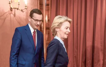 Ursula von der Leyen i Mateusz Morawiecki w Kancelarii Prezesa Rady Ministrów, Warszawa, 25 lipca 2019 r. / ADAM CHEŁSTOWSKI / FORUM