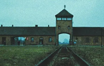 Kadr z filmu „Shoah” Claude’a Lanzmanna. Teren obozu Birkenau. / 