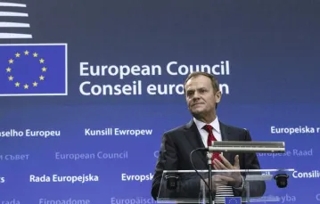 Pierwszy dzień w nowej roli: Donald Tusk jako przewodniczący Rady Europejskiej, Bruksela, 1 grudnia 2014 r. / Fot. Virginia Mayo / AP / EAST NEWS