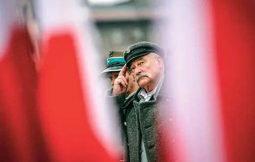 Aktor Janusz Zakrzeński w roli Piłsudskiego na obchodach 90-lecia sformowania pierwszych oddziałów Wojska Polskiego w Częstochowie, 29 listopada 2008 r. / GRZEGORZ SKOWRONEK / AGENCJA GAZETA