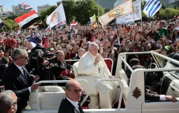 Papież Franciszek w parku Edwarda VII w centrum Lizbony podczas Światowych Dni Młodzieży. Portugalia, 3 sierpnia 2023 