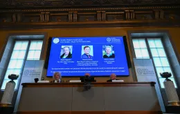 Ogłoszenie laureatów Nagrody Nobla w dziedzinie fizyki. Sztokholm, 3.10.2023 / fot. JONATHAN NACKSTRAND/AFP/East News