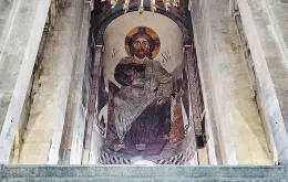 Jezus na fresku z XI w. w katedrze Sweti Cchoweli. Mccheta, Gruzja, 28 września 2023 r. / fot. Agnieszka Cynarska-Taran