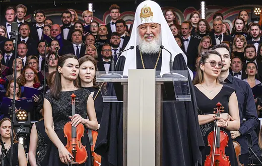 zy utrudnianie dostępu do aborcji to kremlowska „nagroda” dla Cerkwi za jej wsparcie dla wojny? Na zdjęciu: patriarcha Cyryl na koncercie z okazji Dnia Literatury i Kultury Słowiańskiej. Moskwa, 24 maja 2023 r.