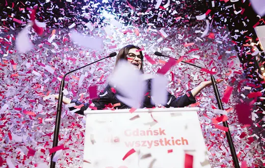 Aleksandra Dulkiewicz w wyborach na prezydenta Gdańska zdeklasowała Tomasza Rakowskiego, kandydata PiS, który zdobył 20 proc. głosów. Gdańsk, 7 kwietnia 2024 r. // Fot. Martyna Niećko / Agencja Wyborcza.pl