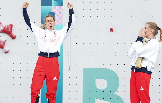 Aleksandra Mirosław i Aleksandra Kałucka, złota i brązowa medalistka we wspinaczce sportowej na Igrzyska ch Olimpijskich Paris 2024. 7 sIerpnia 2024 r. // Fot. Łukasz Kalinowski / East News 