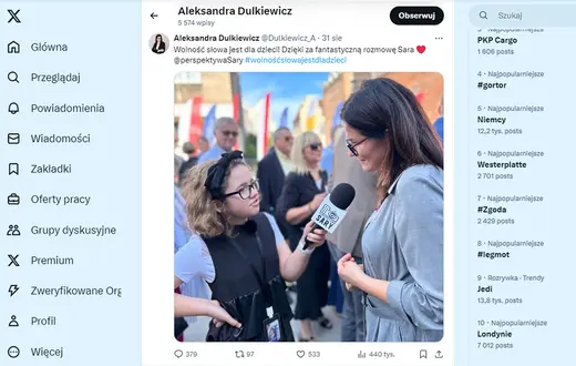 Zrzut ekranu z konta prezydent Gdańska Aleksandry Dulkiewicz na platformie X (Twitter) 