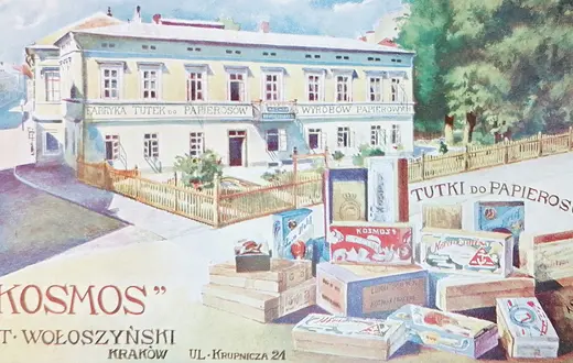 Przedwojenna widokówka z obrazem fabryki tutek do papierosów. // Materiały prasowe Herbewo