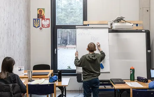 Polsko-ukraińska szkoła wybudowana przez Caritas Archidiecezji Częstochowskiej. Olsztyn koło Częstochowy, 10 lutego 2024 r. // Fot. Karol Porwich / East News