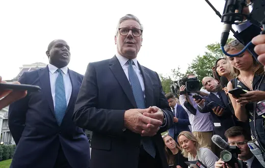 Konferencja premiera Wielkiej Brytanii Keira Starmera i ministra spraw zagranicznych Davida Lammy'ego przed Białym Domem w Waszyngtonie. 13 września 2024 r. // Fot. Stefan Rousseau / Getty Images