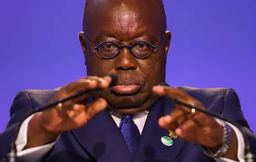 Prezydent Ghany Nana Akufo-Addo na szczycie klimatycznym COP26 w Glasgow. Szkocja, 2 listopada 2021 r. // Fot. Hannah Mckay / POOL / AFP / East News