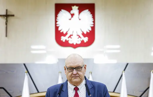 Konferencja prasowa Bogdana Święczkowskiego, prezesa Trybunału Konstytucyjnego. Warszawa, 10 grudnia 2024 r. // Fot. Filip Naumienko / Reporter