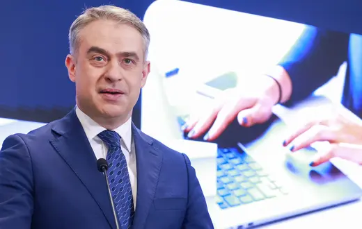 Konferencja prasowa ministra cyfryzacji Krzysztofa Gawkowskiego. Warszawa, 13 marca 2025 r. // Fot. Filip Naumienko / Reporter
