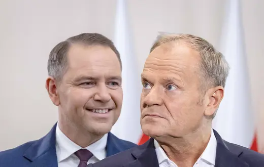 Karol Nawrocki, Donald Tusk // Fot. Wojtek Radwański, Oliwia Domańska / East News