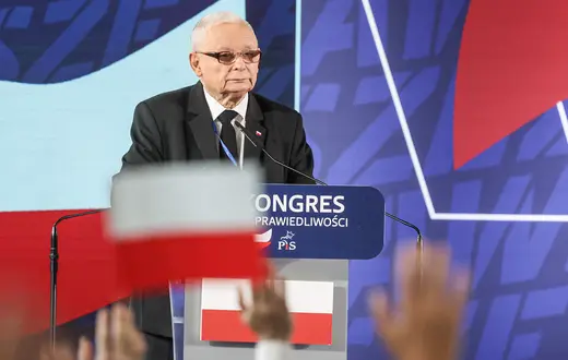 Jarosław Kaczyński przemawia na VII kongresie PiS. Przysucha, 28 czerwca 2025 r. // Fot. Andrzej Iwańczuk / Reporter