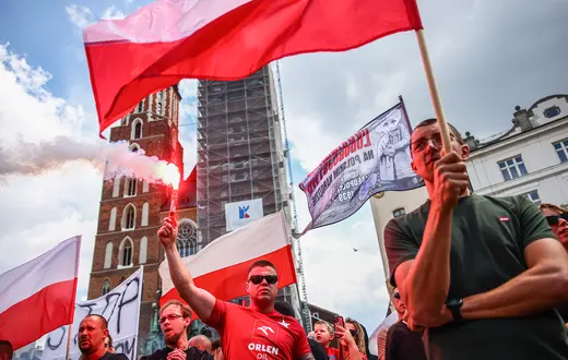 Protest "Stop Imigracji". Kraków, 19 lipca 2025 r. // Fot. Beata Zawrzel / Reporter