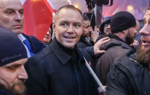Prezydent RP Karol Nawrocki na marszu Niepodleglości „Jeden narod - silna Polska". Warszawa, 11 listopada 2025 r. // Andrzej Iwańczuk / REPORTER