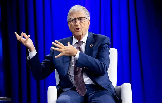 Bill Gates przemawia podczas 2024 Clinton Global Initiative. Nowy Jork, 24 września 2024 r. // Fot. Janet Mayer / Rex Features / East News