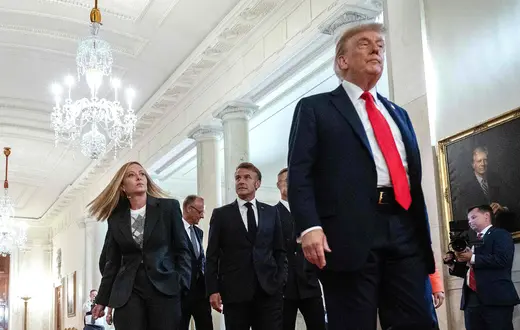 Spotkanie Donalda Trumpa z przywódcami państw europejskich. Waszyngton, 18 sierpnia 2025 r. // Fot. Andrew Caballero-Reynolds / East News