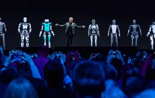 Prezes Nvidii, Jensen Huang podczas konferencji Nvidia GPU Technology Conference (GTC). San Jose, Kalifornia, 18 marca , 2024 r. // Fot. David Paul Morris / Bloomberg / Getty Images