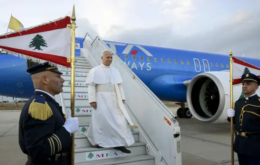 Papież Leon XIV poczas wizyty apostolskiej w Libanie. Bejrut, 30 listopada 2025 r. // Fot. Simone Risoluti / Vatican Media / Getty Images