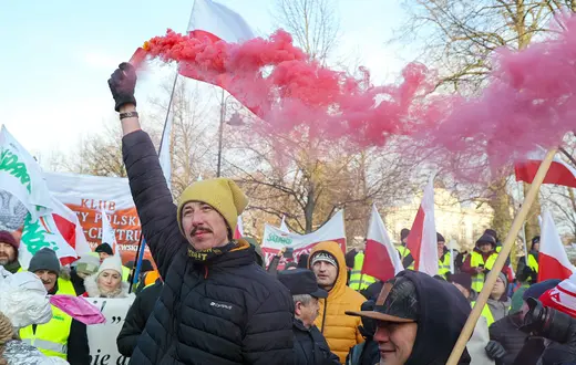 Protest rolników przeciwko umowie UE-Mercosur. Warszawa, 9 stycznia 2026 r. // Fot. Paweł Supernak / PAP