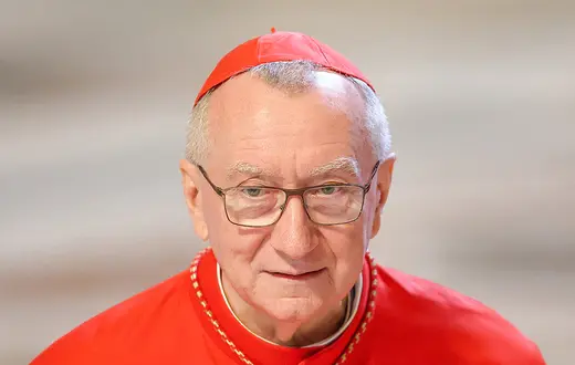 Sekretarz stanu Stolicy Apostolskiej Kardynał Pietro Parolin. Watykan, maj 2025 r. // Fot. Grzegorz Galązka / East News