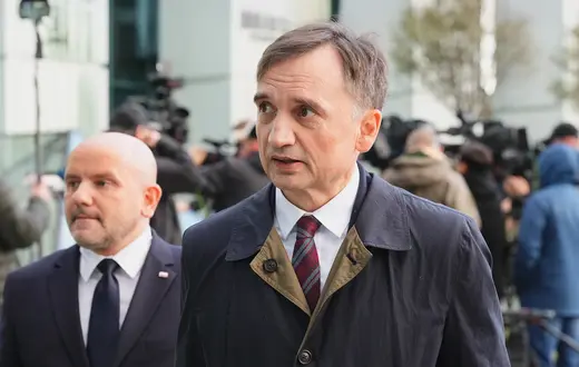 Zbigniew Ziobro po konferencji prasowej w Warszawie. Październik, 2025 r. // Fot. Marysia Zawada / Reporter