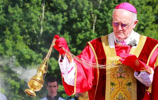 Biskup Bernard Fellay podczas mszy pontyfikalnej w Chartres. Francja, 28 maja 2023 r. // Wikipedia / domena publiczka