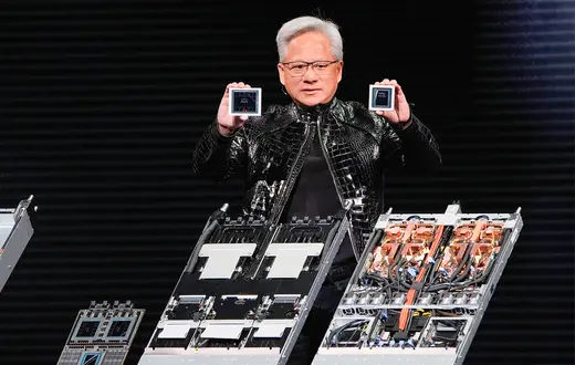 Prezes Nvidii Jensen Huang na targach technologicznych CES w Las Vegas. 5 stycznia 2026 r. // Fot. John Locher / AP / East News