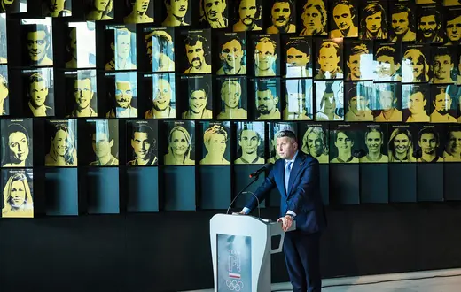 Briefing prasowy prezesa Polskiego Komitetu Olimpijskiego Przemysława Piesiewicza sponsora generalnego PKOl ZondaCrypto. Warszawa 20 kwietnia 2026 r. // Fot. Wojciech Olkuśnik / East News