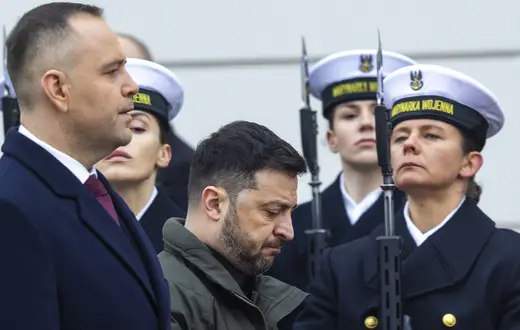 Wizyta prezydenta Ukrainy Wołodymyra Zelenskiego w Polsce. Spotkanie z prezydentem Karolem Nawrockim. Warszawa, 19 grudnia 2025 r. // Fot. Andrzej Iwańczuk / Reporter