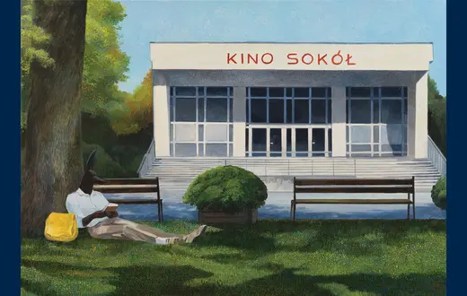 Joanna Karpowicz „Kino Sokół", 2025, 70 x 100 cm, akryl na płótnie // Dzięki uprzejmości artystki
