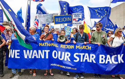 Marsz za ponownym przyłączeniem Wielkiej Brytanii do Unii Europejskiej. Londyn, 20 czerwca 2026 r. // Fot. Jack Taylor / Reuters / Forum 