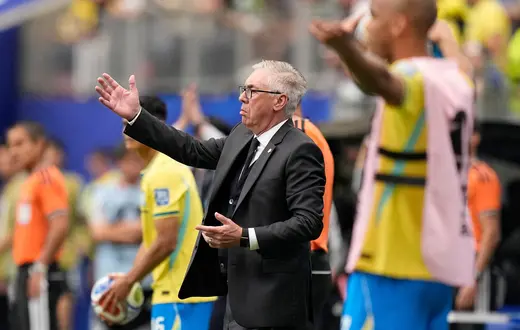 Trener Brazylijczyków Carlo Ancelotti podczas meczu z Japonią, Houston, 29 czerwca 2026 r.