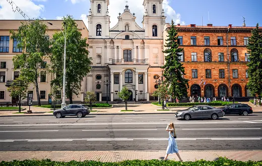 Kościół katedralny katolickiej archidiecezji mińsko-mohylewskiej. Mińsk, 22 lipca 2022 r. // Fot. Alexander Nemenov / AFP / East News