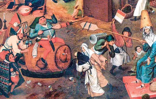 Pieter Bruegel Starszy, „Walka postu z karnawałem”, dolny fragment, 1559 r. / WEB GALLERY OF ART