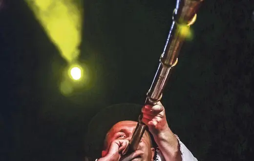 Krzysztof Trebunia-Tutka na koncercie inauguracyjnym Festiwalu EtnoKraków. 5 lipca 2015 r. / BEATA ZAWRZEL / REPORTER