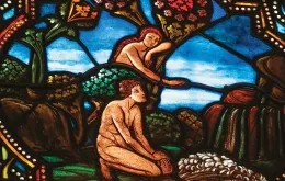 Witraż „Adam i Ewa w ogrodzie Eden”. Bazylika w Nicei, Francja. / PHILIPPE LISSAC / GODONG / GETTY IMAGES