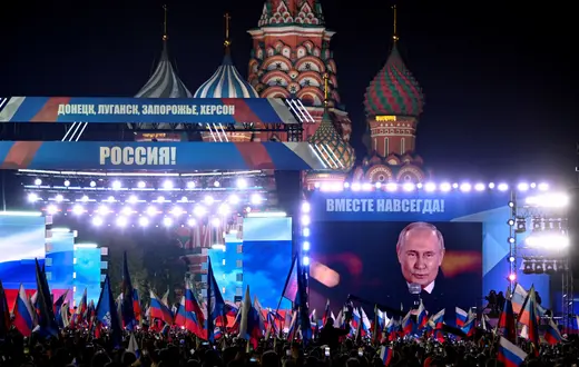 Świętowanie na Placu Czerwonym w Moskwie po ogłoszeniu przez Kreml aneksji czterech ukraińskich regionów, 30 września 2022 r. / FOT. Alexander NEMENOV / AFP)/EASTNEWS / 
