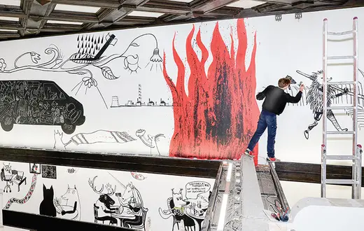 Sala główna Lwiego Zamku z freskiem Wołodymyra Kuzniecowa. 30 września 2022 r. / MICHAŁ ALGEBRA / MATERIAŁY PRASOWE