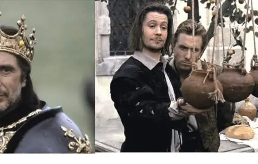 Od lewej: Al Pacino w swoim paradokumentalnym filmie „Sposób na Szekspira" (1996). Po prawej: Gary Oldman i Tim Roth w filmie „Rosencrantz i Guildenstern nie żyją” / Fot. MATERIAŁY PRASOWE
