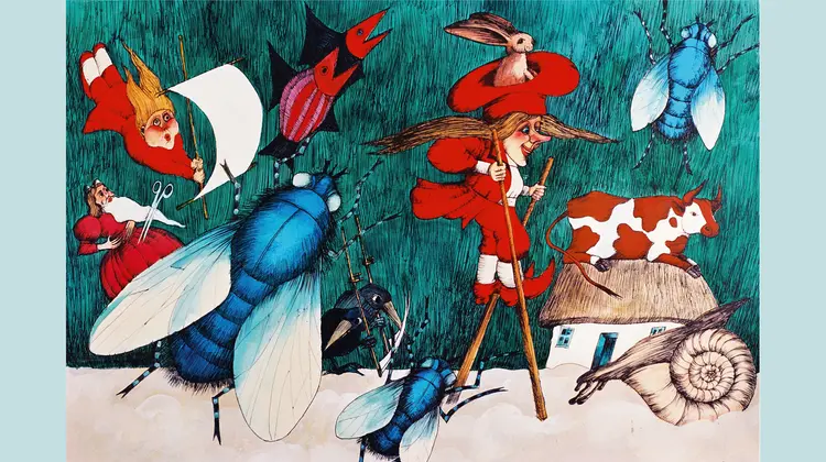 Elżbieta Murawska, ilustracja do książki „Baśnie braci Grimm”, 1978 r., z archiwum artystki // dzięki uprzejmości Alicji Kobzy i wydawnictwa Karakter