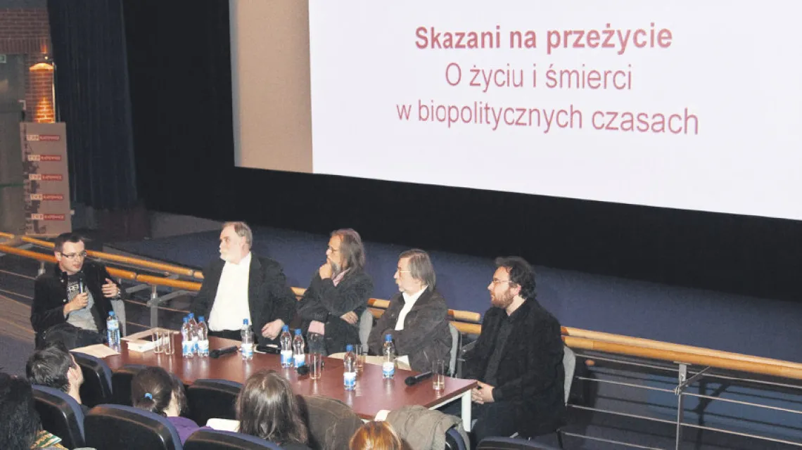 Od lewej: Grzegorz Jankowicz, prof. Stefan Chwin, prof. Tadeusz Sławek, prof. Zbigniew Mikołejko, Jakub Majmurek / fot. Joanna Nowicka / 